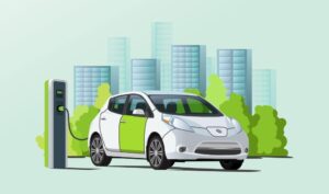 auto aziendale con bollette energetiche sullo sfondo