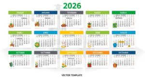 calendario colorato con giorni festivi evidenziati