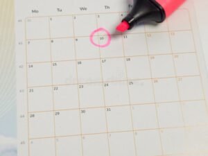 calendario con marcatori evidenziati su 13 settimane