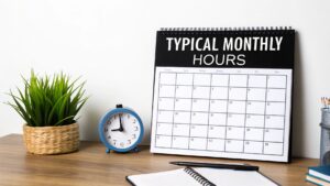 calendario con orologio e contratti lavorativi