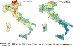 cartina italia con evidenza delle aliquote comunali diverse