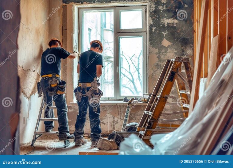 casa in ristrutturazione con operai al lavoro