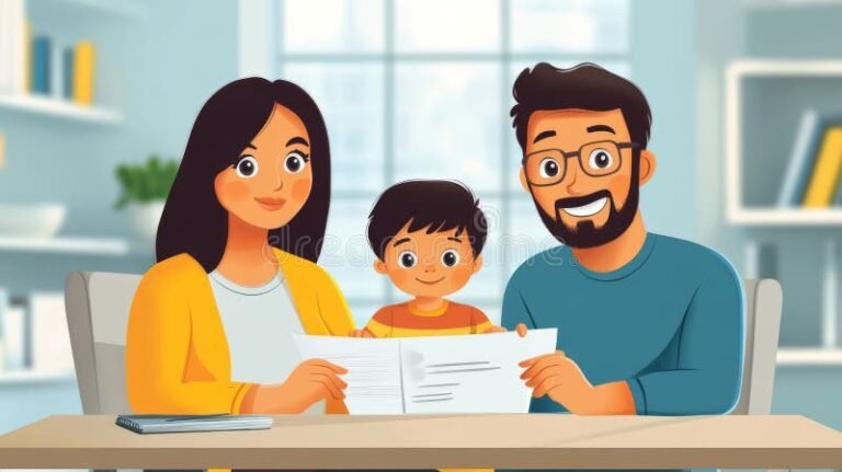 Come Compilare un Modello per Richiedere gli Assegni Familiari 2 famiglia felice che compila documenti insieme 1