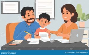 Come Richiedere l'Assegno Unico per un Figlio e Chi Ne Ha Diritto 9 famiglia felice con bambino e documenti ufficiali