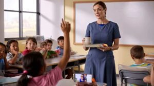 Conviene Fare il Passaggio di Ruolo nella Scuola Vantaggi e Svantaggi 43 insegnante che cambia aula scolastica felice