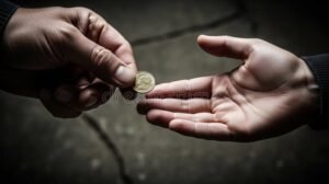 mani che passano una moneta tra loro