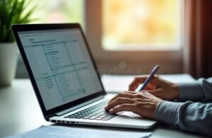 persona che controlla documenti online al computer