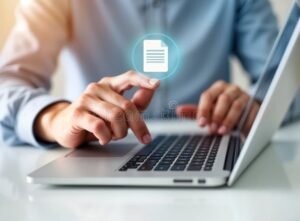 persona che invia curriculum online al computer