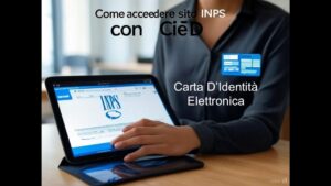 persona che utilizza computer con sito inps aperto