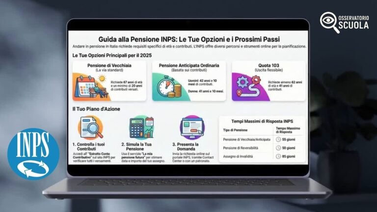 schermata interattiva di sito web inps