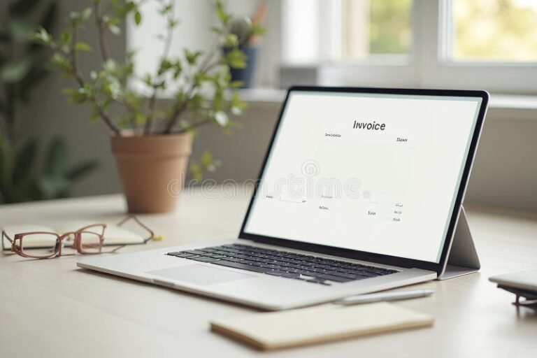 un modello di fattura vuoto su scrivania